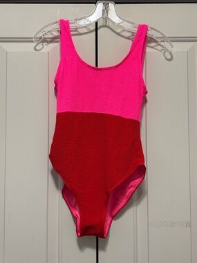 New Look Pink and Red Colorblock One-Piece Swimsuit  New with the tag